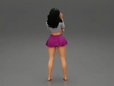 Beautiful woman in short mini skirt 3D print model