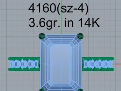 Emerald Diamond Ring 4160 3D print model