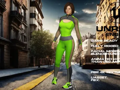 Fitness girl full rigged - game ready - animated Low-poly 3D model