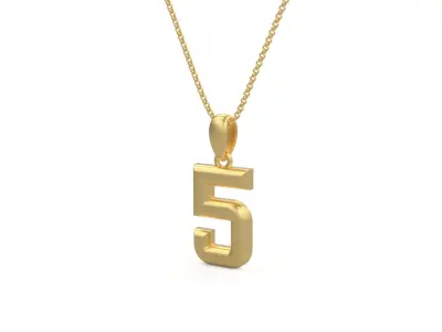 Model 1157 Number 5 Necklace Curved 3D print model