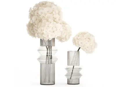 Solemn bouquet of white flowers in a vase with hydrangea 370 3D model