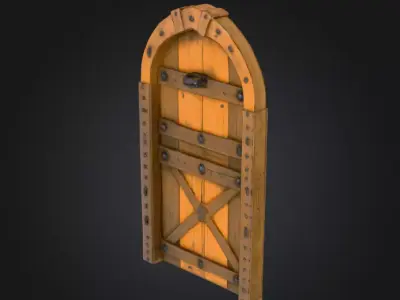 Medieval Wooden Door Low-poly 3D model