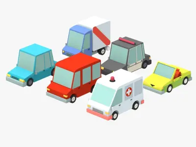 Low poly Car pack 3 Low-poly 3D model