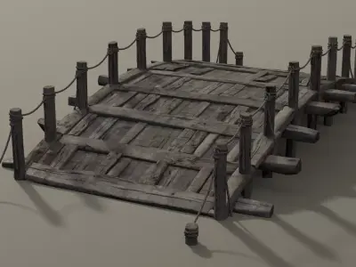 Bridge wooden 02 Low-poly 3D model