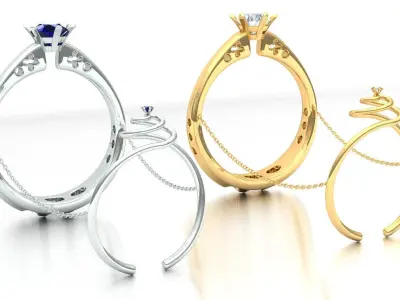 perfect solitaire diamond womens ring  Free 3D print model