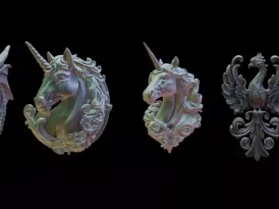 Mythical Creature Fridge Magnet Set  3D print model