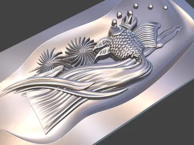 Fish Princess Bas Relief Design Artcam file 3D print model