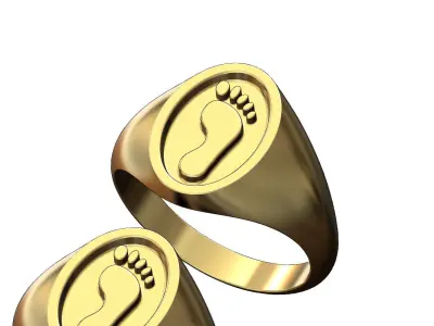 Footprint oval signet ring US sizes 6to10 3D print model