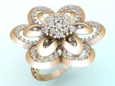  Mesh flower ring - Italian rings - Womens Rings - N6821 3D print model