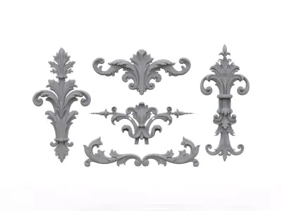 Classic Baroque Ornament Set - Decorative for Interior Designs 3D model