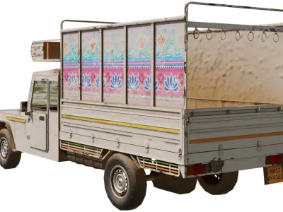 Old Indian Pickup truck model  Low-poly 3D model