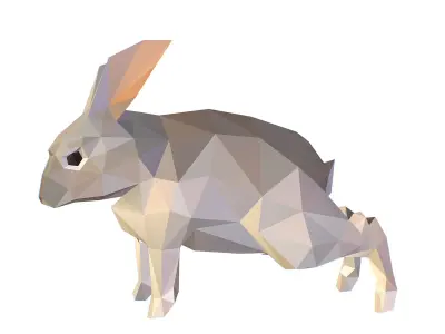Animated Gray Banny Lowpoly Art Style Low-poly 3D model