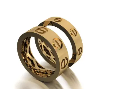 Modern Screw Pattern Rings Set Premium Jewelry 3D Model 3D print model