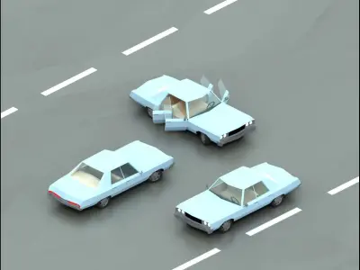 Stylized lowpoly vehicle pack with interior Low-poly 3D model Low-poly 3D model