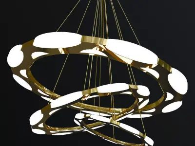 Luxury modern chandelier led circle ring 3D model