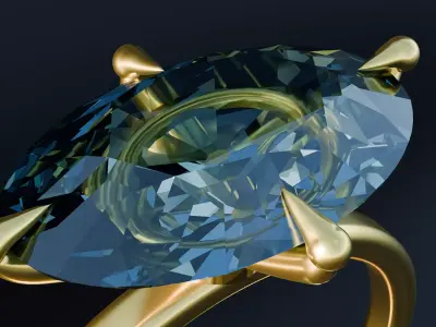oval diamond ring  Free low-poly 3D model