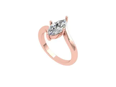 Marquise Solitaire Ring 3D print model