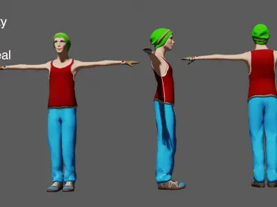 Stylized Boy Solider with 2 costumes and Animations Low-poly 3D model