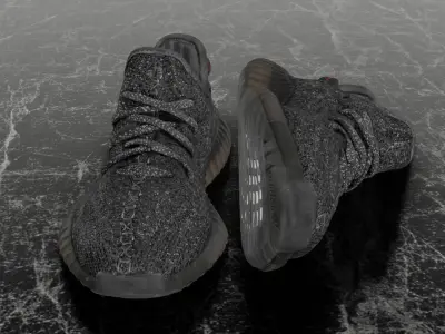 ADIDAS YEEZY BOOST RUNNER 350 V2 STATIC BLACK 3D SHOES Low-poly 3D model