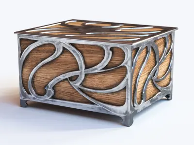 Casket with metal elements 3D model