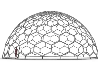 Hexagonal Dome structure Geodoesic Like Wireframe Design 3D model
