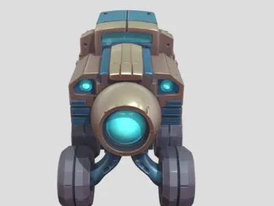 Robotic Vehicle with Camera PBR Textured Game Ready 3D Model Low-poly 3D model