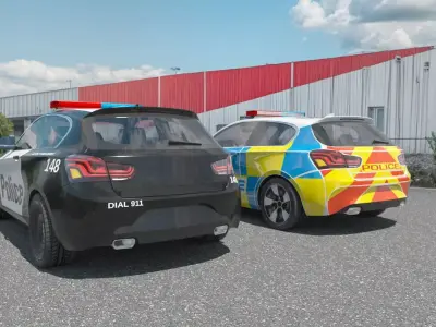 Generic Police Hatchback v4 Low-poly 3D model