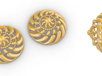 Sun Shape Mandala Set With Ring 3D print model