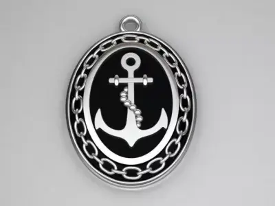 Anchor pendant with and chain 3D print model