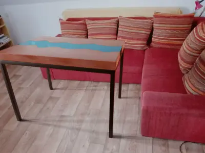 Decorative wooden table with a river inside 3D model