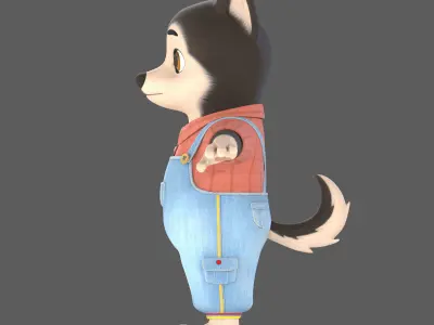 cartoon dog 3D model 6