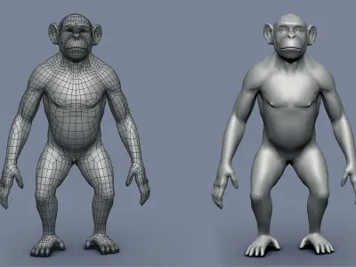 Chimp BaseMesh Low-poly 3D model
