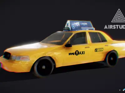 New York Taxi Yellow Cab Low-poly 3D model