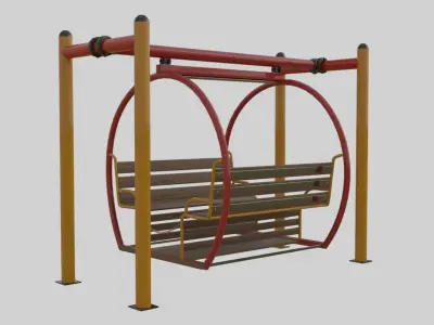 Playground Metal Porch Circular - Rounded Seat Swings - 01 3D model