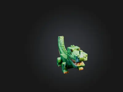 Voxel Crocodile Low-poly 3D model purchase