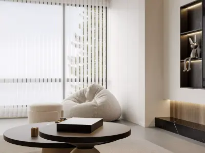 Modern living room dining room interior scenes 226 3D model