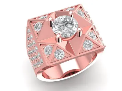 Geometric Square Statement Ring for Men  612 3D print model