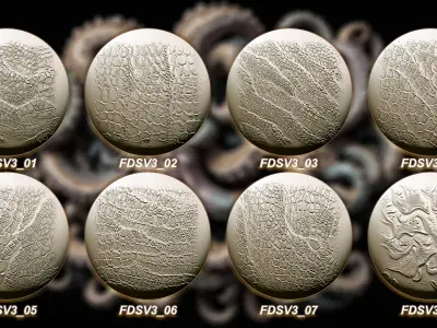 55 Reptile Creature and Dragon skin Vol 3 Alpha and Brush 3D model