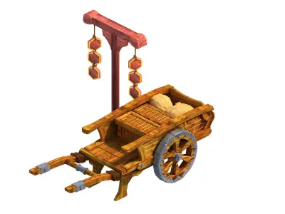 Game Traffic - Wooden Pushcart 3D model