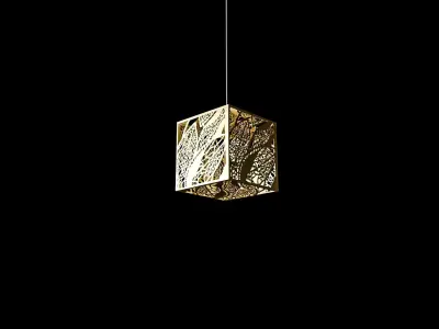 Chandelier 3d pendant light with two cubes hanging from it 3D model