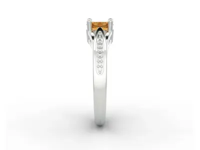 D-1621 orange sapphire and diamond engagement ring 3D print model