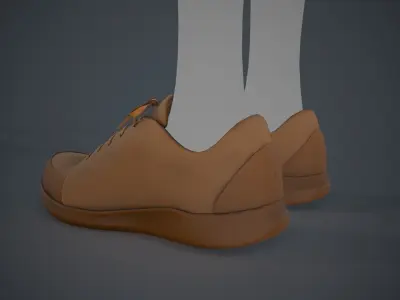 Brown Shoes Style 1  Low-poly 3D model