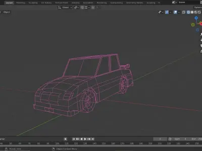 A lowpoly blue sport car ready to race Low-poly 3D model