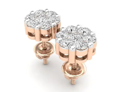 Diamond cluster earrings for woman 3D print model