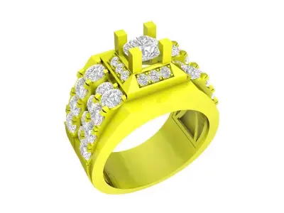 A7257 Korean Style Diamond Men Ring 3D print model