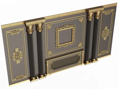 Boiserie Classic Wall with Mouldings 01 Black Low-poly 3D model