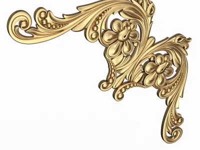 Corner Carved Plaster Molding Decoration 020 Low-poly 3D model