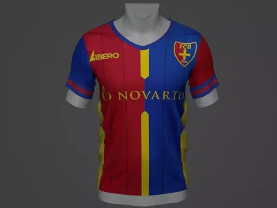 Basel Football Jersey T-Shirt - Soccer Kit Low-poly 3D model