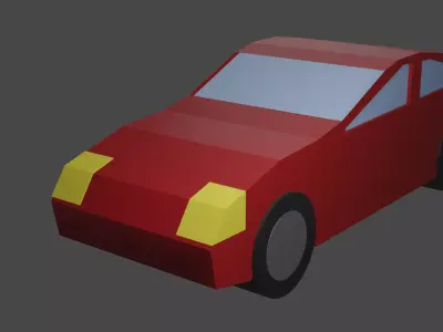 Low Poly Red Car Low-poly 3D model