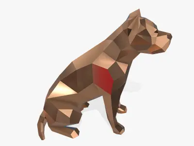 pit bull low poly 3D print model
